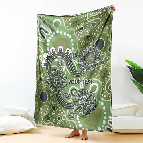 Personalised NAIDOC Week 50 Years Deadly Always Blanket Green Aboriginal Artwork Dot Painting