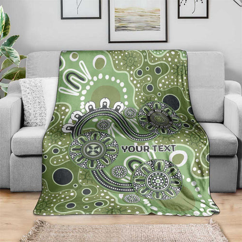Personalised NAIDOC Week 50 Years Deadly Always Blanket Green Aboriginal Artwork Dot Painting