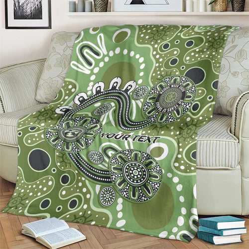 Personalised NAIDOC Week 50 Years Deadly Always Blanket Green Aboriginal Artwork Dot Painting