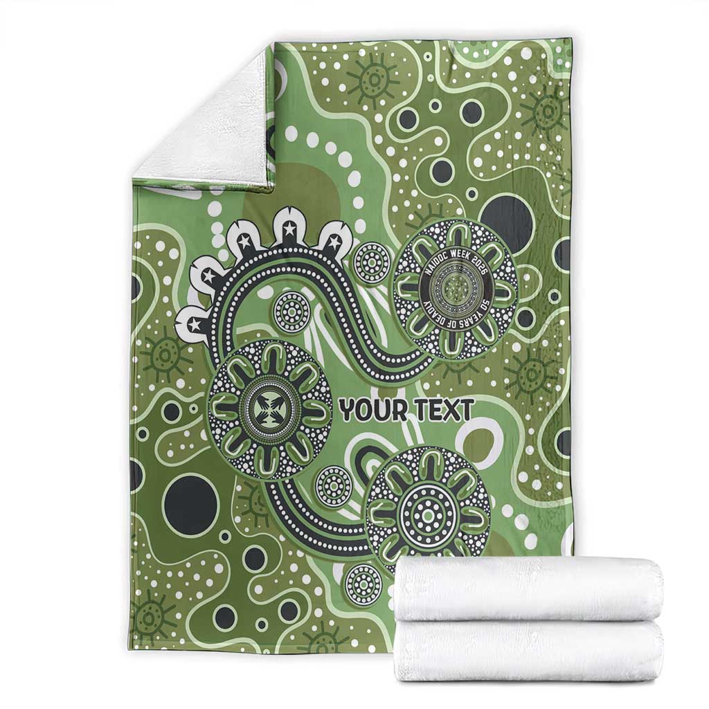 Personalised NAIDOC Week 50 Years Deadly Always Blanket Green Aboriginal Artwork Dot Painting