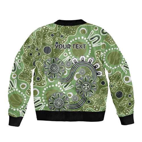 Personalised NAIDOC Week 50 Years Deadly Always Bomber Jacket Green Aboriginal Artwork Dot Painting