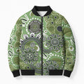 Personalised NAIDOC Week 50 Years Deadly Always Bomber Puffer Jacket Green Aboriginal Artwork Dot Painting