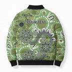 Personalised NAIDOC Week 50 Years Deadly Always Bomber Puffer Jacket Green Aboriginal Artwork Dot Painting
