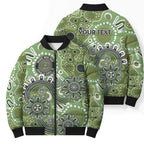 Personalised NAIDOC Week 50 Years Deadly Always Bomber Puffer Jacket Green Aboriginal Artwork Dot Painting