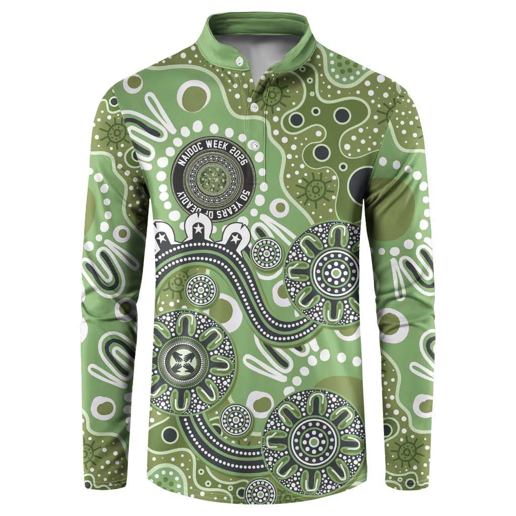 Personalised NAIDOC Week 50 Years Deadly Always Button Sweatshirt Green Aboriginal Artwork Dot Painting