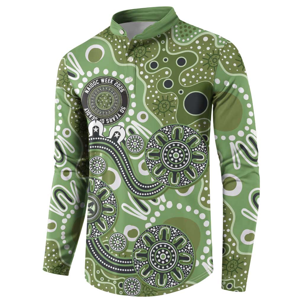 Personalised NAIDOC Week 50 Years Deadly Always Button Sweatshirt Green Aboriginal Artwork Dot Painting