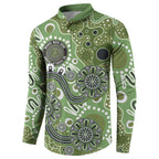 Personalised NAIDOC Week 50 Years Deadly Always Button Sweatshirt Green Aboriginal Artwork Dot Painting