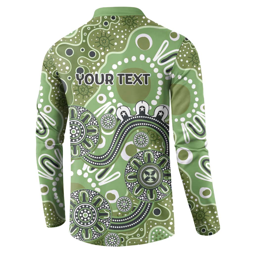 Personalised NAIDOC Week 50 Years Deadly Always Button Sweatshirt Green Aboriginal Artwork Dot Painting