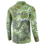 Personalised NAIDOC Week 50 Years Deadly Always Button Sweatshirt Green Aboriginal Artwork Dot Painting
