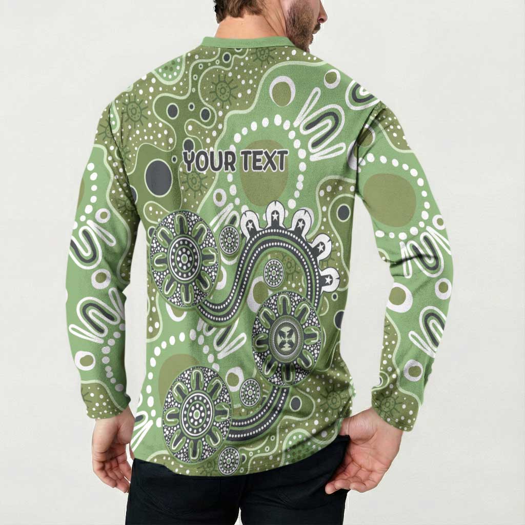 Personalised NAIDOC Week 50 Years Deadly Always Button Sweatshirt Green Aboriginal Artwork Dot Painting