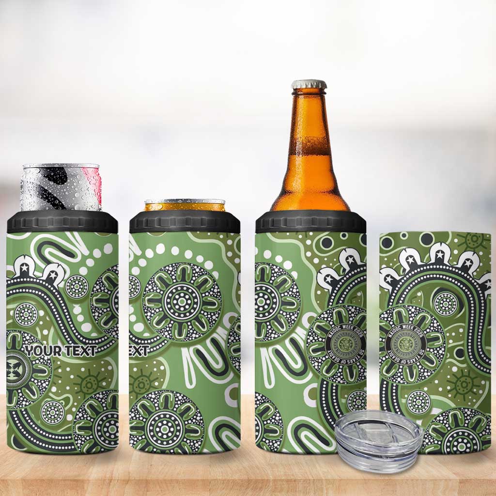 Personalised NAIDOC Week 50 Years Deadly Always 4 in 1 Can Cooler Tumbler Green Aboriginal Artwork Dot Painting