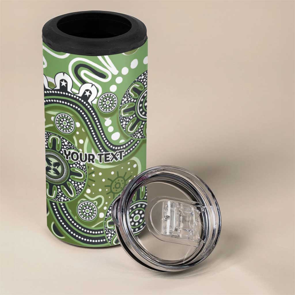 Personalised NAIDOC Week 50 Years Deadly Always 4 in 1 Can Cooler Tumbler Green Aboriginal Artwork Dot Painting