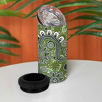 Personalised NAIDOC Week 50 Years Deadly Always 4 in 1 Can Cooler Tumbler Green Aboriginal Artwork Dot Painting