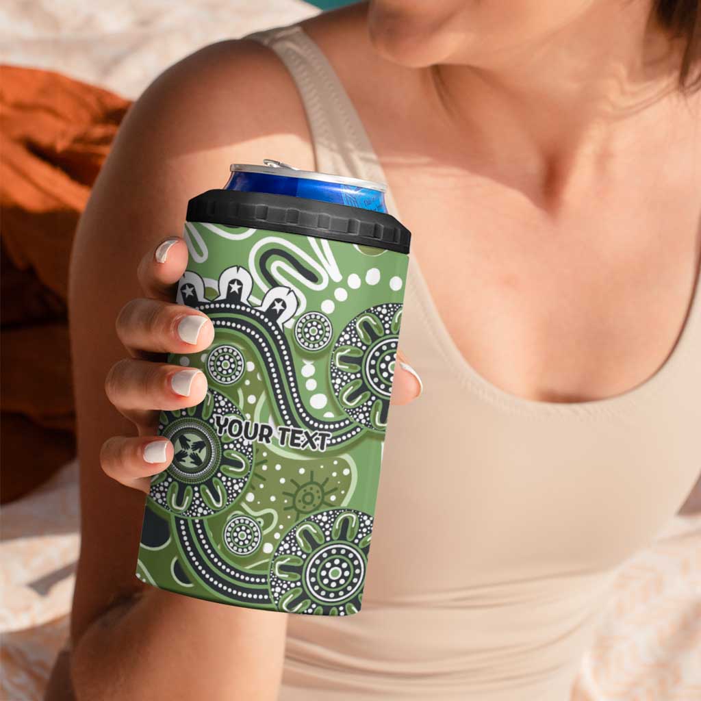 Personalised NAIDOC Week 50 Years Deadly Always 4 in 1 Can Cooler Tumbler Green Aboriginal Artwork Dot Painting