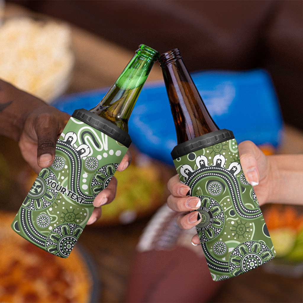 Personalised NAIDOC Week 50 Years Deadly Always 4 in 1 Can Cooler Tumbler Green Aboriginal Artwork Dot Painting