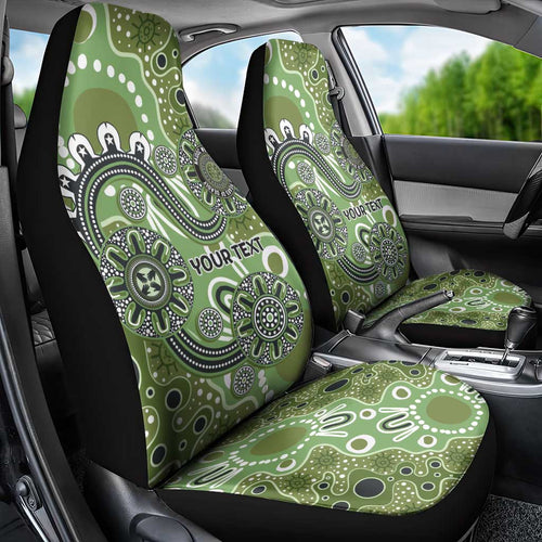 Personalised NAIDOC Week 50 Years Deadly Always Car Seat Cover Green Aboriginal Artwork Dot Painting