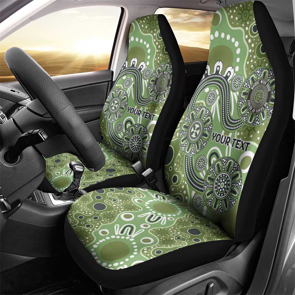 Personalised NAIDOC Week 50 Years Deadly Always Car Seat Cover Green Aboriginal Artwork Dot Painting