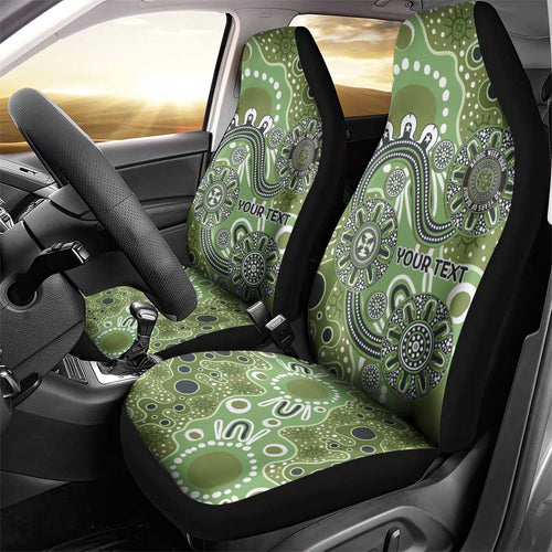 Personalised NAIDOC Week 50 Years Deadly Always Car Seat Cover Green Aboriginal Artwork Dot Painting