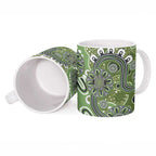 Personalised NAIDOC Week 50 Years Deadly Always Ceramic Mug Green Aboriginal Artwork Dot Painting