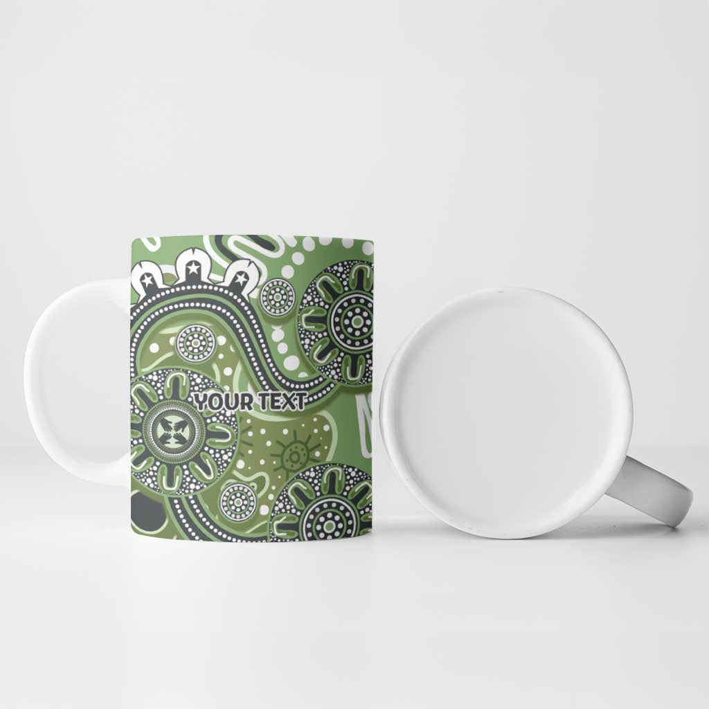 Personalised NAIDOC Week 50 Years Deadly Always Ceramic Mug Green Aboriginal Artwork Dot Painting