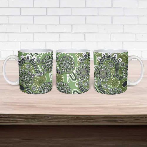 Personalised NAIDOC Week 50 Years Deadly Always Ceramic Mug Green Aboriginal Artwork Dot Painting