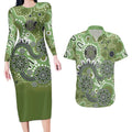 Personalised NAIDOC Week 50 Years Deadly Always Couples Matching Long Sleeve Bodycon Dress and Hawaiian Shirt Green Aboriginal Artwork Dot Painting