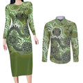 Personalised NAIDOC Week 50 Years Deadly Always Couples Matching Long Sleeve Bodycon Dress and Long Sleeve Button Shirt Green Aboriginal Artwork Dot Painting