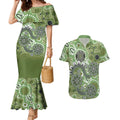 Personalised NAIDOC Week 50 Years Deadly Always Couples Matching Mermaid Dress and Hawaiian Shirt Green Aboriginal Artwork Dot Painting