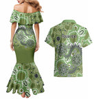 Personalised NAIDOC Week 50 Years Deadly Always Couples Matching Mermaid Dress and Hawaiian Shirt Green Aboriginal Artwork Dot Painting