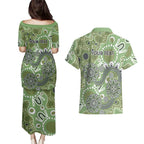 Personalised NAIDOC Week 50 Years Deadly Always Couples Matching Puletasi and Hawaiian Shirt Green Aboriginal Artwork Dot Painting