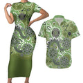 Personalised NAIDOC Week 50 Years Deadly Always Couples Matching Short Sleeve Bodycon Dress and Hawaiian Shirt Green Aboriginal Artwork Dot Painting