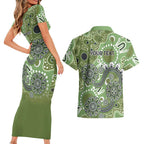 Personalised NAIDOC Week 50 Years Deadly Always Couples Matching Short Sleeve Bodycon Dress and Hawaiian Shirt Green Aboriginal Artwork Dot Painting