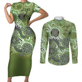 Personalised NAIDOC Week 50 Years Deadly Always Couples Matching Short Sleeve Bodycon Dress and Long Sleeve Button Shirt Green Aboriginal Artwork Dot Painting