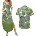 Personalised NAIDOC Week 50 Years Deadly Always Couples Matching Summer Maxi Dress and Hawaiian Shirt Green Aboriginal Artwork Dot Painting