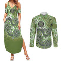 Personalised NAIDOC Week 50 Years Deadly Always Couples Matching Summer Maxi Dress and Long Sleeve Button Shirt Green Aboriginal Artwork Dot Painting