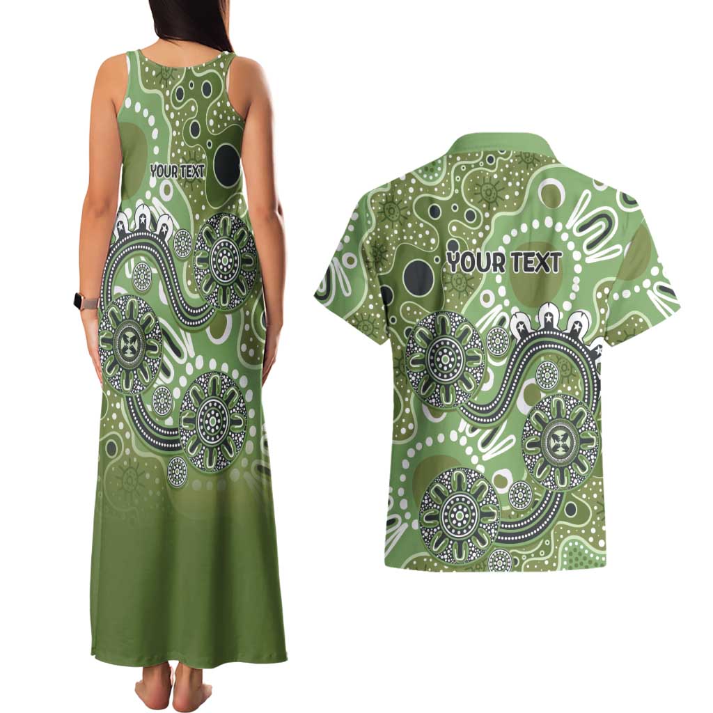 Personalised NAIDOC Week 50 Years Deadly Always Couples Matching Tank Maxi Dress and Hawaiian Shirt Green Aboriginal Artwork Dot Painting