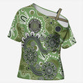 Personalised NAIDOC Week 50 Years Deadly Always Cross Shoulder Shirt Green Aboriginal Artwork Dot Painting