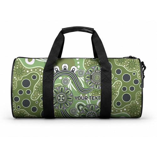 Personalised NAIDOC Week 50 Years Deadly Always Duffle Bag Green Aboriginal Artwork Dot Painting