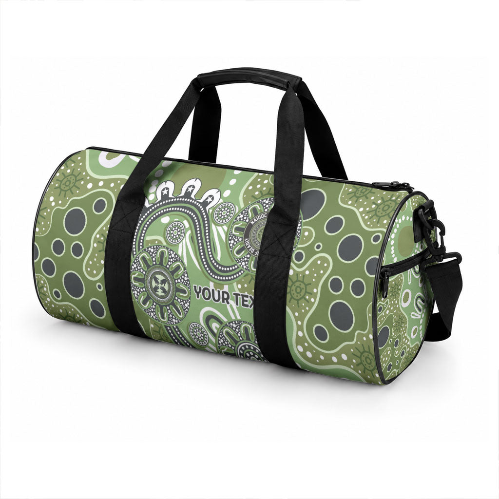 Personalised NAIDOC Week 50 Years Deadly Always Duffle Bag Green Aboriginal Artwork Dot Painting