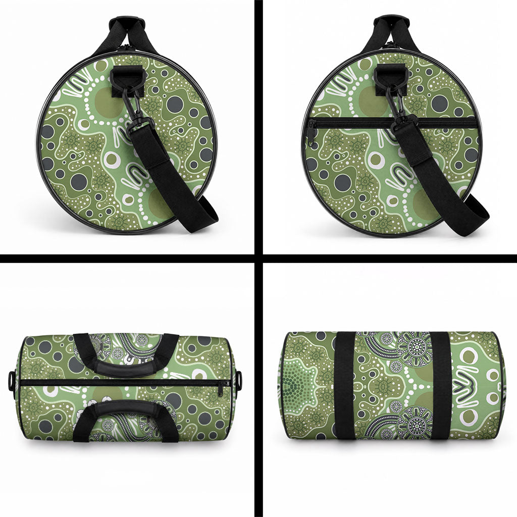 Personalised NAIDOC Week 50 Years Deadly Always Duffle Bag Green Aboriginal Artwork Dot Painting