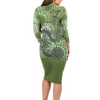 Personalised NAIDOC Week 50 Years Deadly Always Family Matching Long Sleeve Bodycon Dress and Hawaiian Shirt Green Aboriginal Artwork Dot Painting