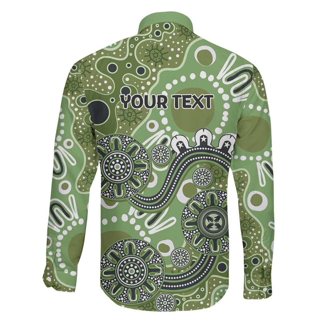 Personalised NAIDOC Week 50 Years Deadly Always Family Matching Off Shoulder Short Dress and Hawaiian Shirt Green Aboriginal Artwork Dot Painting