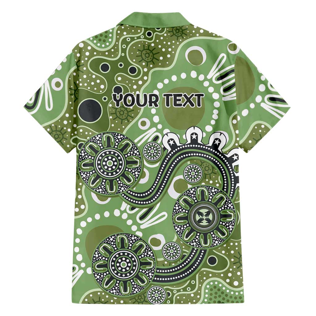 Personalised NAIDOC Week 50 Years Deadly Always Family Matching Puletasi and Hawaiian Shirt Green Aboriginal Artwork Dot Painting