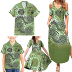 Personalised NAIDOC Week 50 Years Deadly Always Family Matching Summer Maxi Dress and Hawaiian Shirt Green Aboriginal Artwork Dot Painting