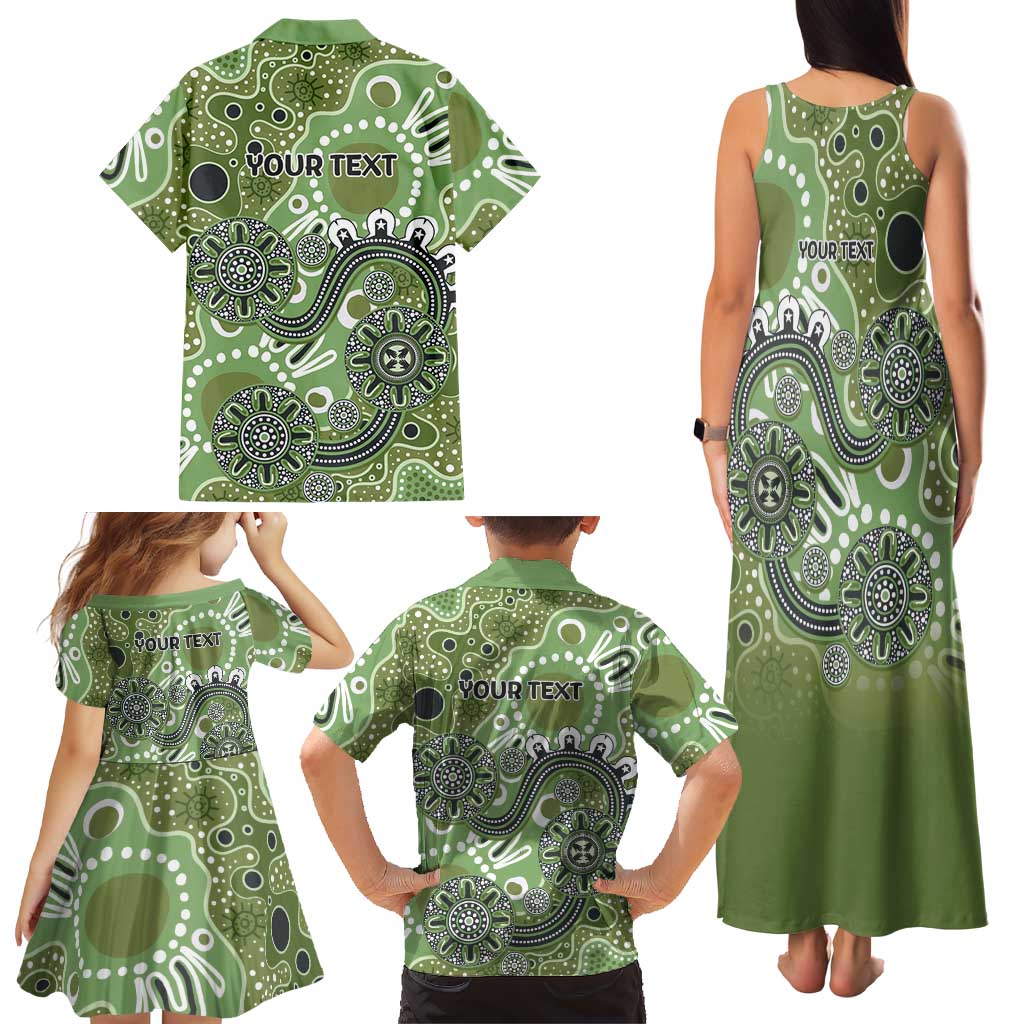Personalised NAIDOC Week 50 Years Deadly Always Family Matching Tank Maxi Dress and Hawaiian Shirt Green Aboriginal Artwork Dot Painting