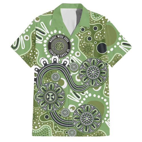 Personalised NAIDOC Week 50 Years Deadly Always Family Matching Tank Maxi Dress and Hawaiian Shirt Green Aboriginal Artwork Dot Painting