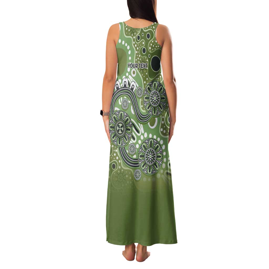 Personalised NAIDOC Week 50 Years Deadly Always Family Matching Tank Maxi Dress and Hawaiian Shirt Green Aboriginal Artwork Dot Painting