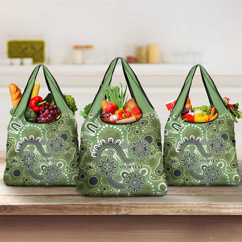 Personalised NAIDOC Week 50 Years Deadly Always Grocery Bag Green Aboriginal Artwork Dot Painting