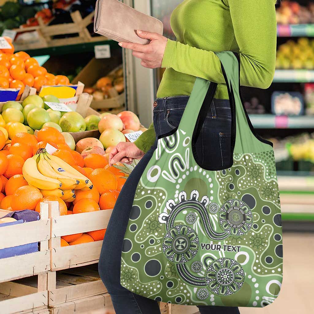 Personalised NAIDOC Week 50 Years Deadly Always Grocery Bag Green Aboriginal Artwork Dot Painting