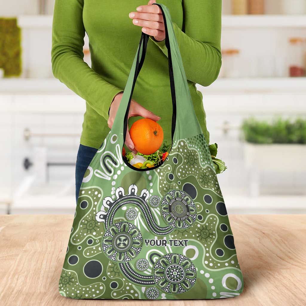 Personalised NAIDOC Week 50 Years Deadly Always Grocery Bag Green Aboriginal Artwork Dot Painting